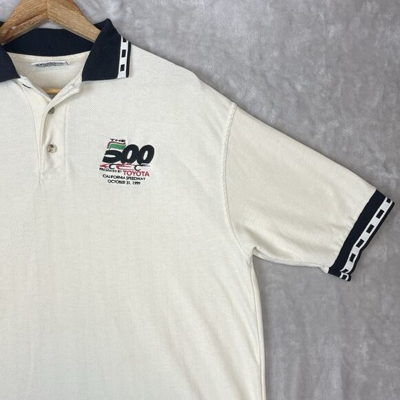 Vtg The 500 Toyota Speedway Men's XL Polo Shirt ScreenMates 90s Y2K 1991 Preppy - Picture 4 of 14